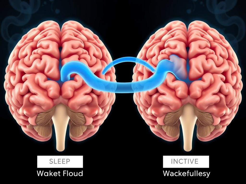 Illustration showing how quality sleep supports brain cleaning processes relevant to dementia reversal